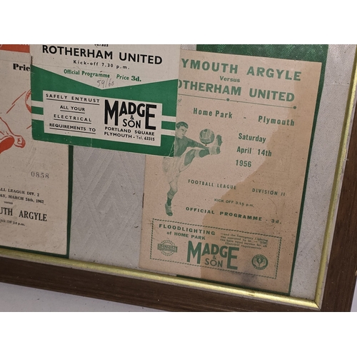 35 - Framed and glazed Plymouth Argyle FC display to include 1992-1994 shirt and matchday programmes dati... 