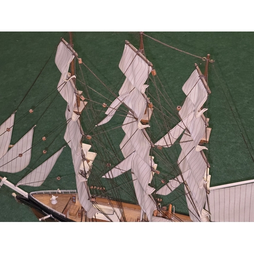 40 - Two large vintage detailed free standing wooden ship models to include The Cutty Sark. Largest 65x70... 
