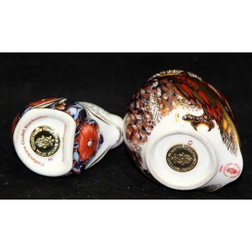 52 - Royal Crown Derby Imari paperweights: Collectors Guild Poppy Mouse and Little Owl, unboxed.