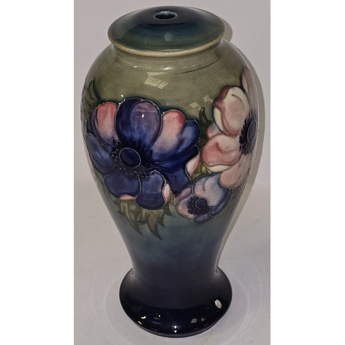 43 - Moorcroft Pottery large Anemone pattern lamp base 33cm tall approx. Signed and marked to base (possi... 