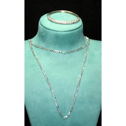 244 - Michael Kors sterling silver jewelled bracelet c/w 24