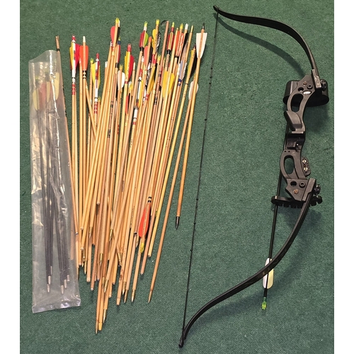 An Armex bow together with a large assortment of arrows. Not to be sold ...