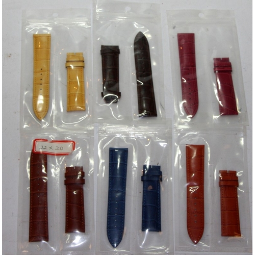 320 - Quality brand new genuine leather alligator grain watch straps. 20mm lug width. 6 in lot, various co... 
