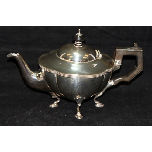 319 - Antique silver teapot of quatrefoil form. Hallmarked for Birmingham 1909. Gross weight 327g
