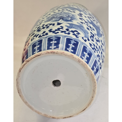 42 - A pair of Antique large blue and white Chinese vases on wooden stands, purchased in Hong Kong prior ... 
