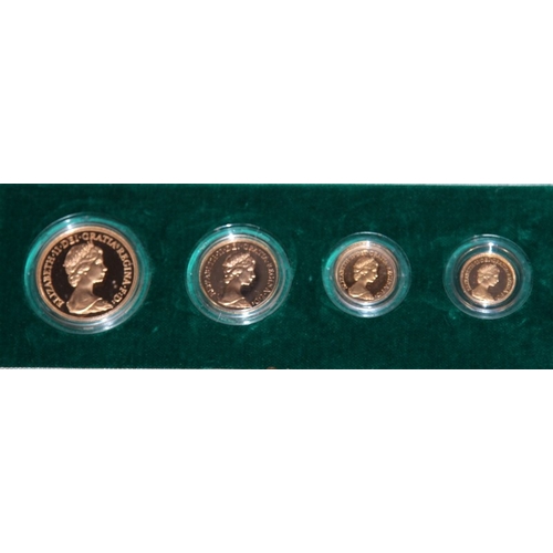 374 - 22ct Gold 1980 Royal Mint Gold Proof Set comprising Five Pounds, Two Pounds, Full and Half Sovereign... 