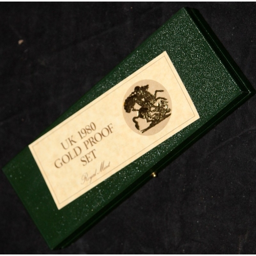 374 - 22ct Gold 1980 Royal Mint Gold Proof Set comprising Five Pounds, Two Pounds, Full and Half Sovereign... 