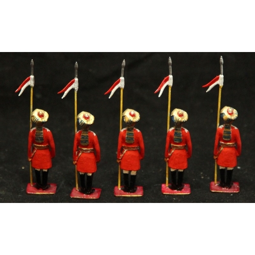 40 - Die-cast model figures: 5 x Bengal Lancers Imperial Bodyguard. Maker unknown
