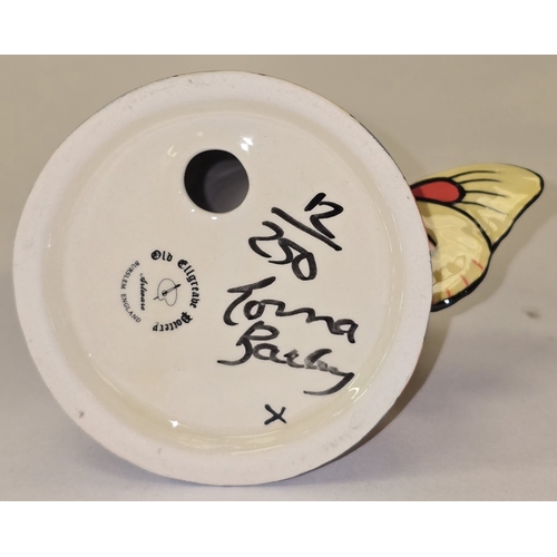 17 - Lorna Bailey Old Ellgreave Pottery limited edition 12/250 Butterfly (Mottephobia) sugar sifter. Sign... 