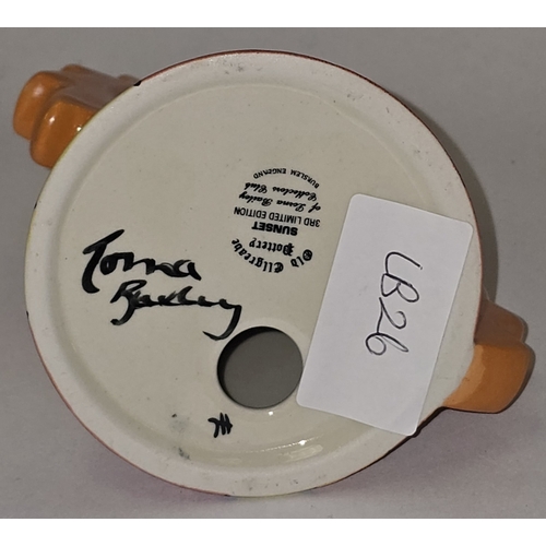 29 - Lorna Bailey Old Ellgreave Pottery 3rd limited edition Sunset sugar sifter. Signed and stamped to ba... 