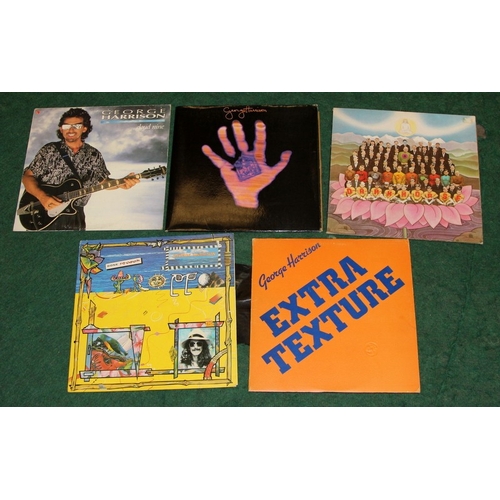 178 - George Harrison vinyl LP's Extra Texture (inner pic sleeve), Gone Troppo (inner lyric sleeve), Dark ... 