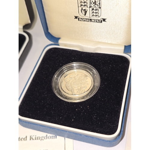 294 - 2005 Piedfort silver £2 coin, sterling silver proof 2003 £1 coin and silver proof 2004 50 pence. All... 