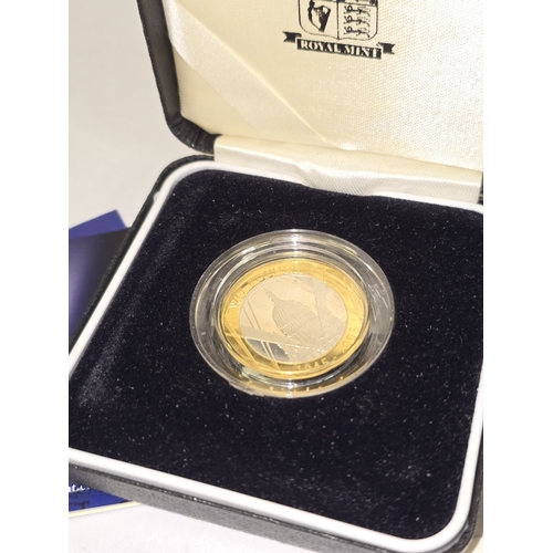 294 - 2005 Piedfort silver £2 coin, sterling silver proof 2003 £1 coin and silver proof 2004 50 pence. All... 