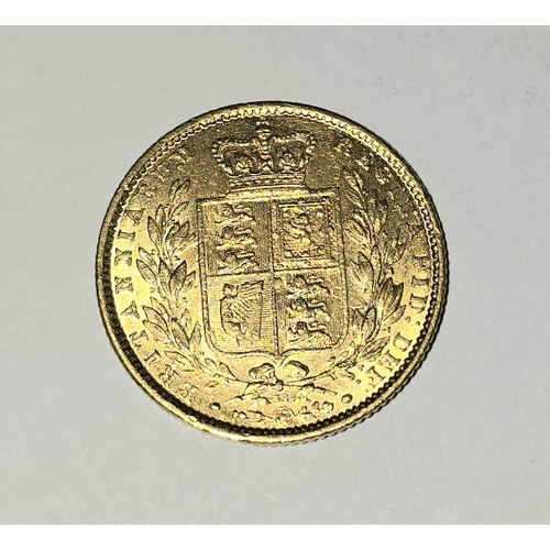 295 - 1864 Victorian 22ct gold shield back full sovereign 7.98g.