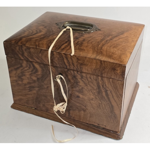 4 - A quality antique early 20th century mahogany silk lined lockable jewellery box fitted with removeab... 