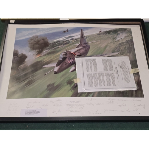 9 - A limited edition framed Skylark Tribute aviation print by Roy Grinnell , hand signed by 23 Naval an... 