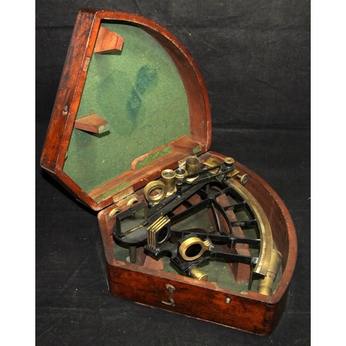 6 - Antique 19th Century nautical navigators sextant c/w lenses and presented in a fitted mahogany case.... 