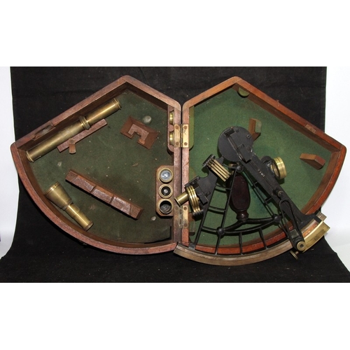 6 - Antique 19th Century nautical navigators sextant c/w lenses and presented in a fitted mahogany case.... 