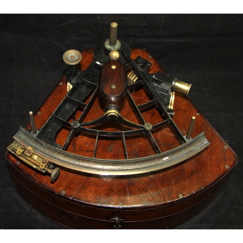 6 - Antique 19th Century nautical navigators sextant c/w lenses and presented in a fitted mahogany case.... 