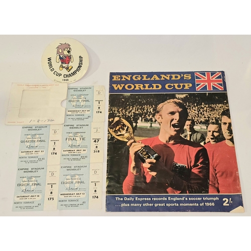 82 - Football interest: Collection of five original 1966 World Cup ticket stubs to include the final toge... 