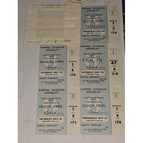 82 - Football interest: Collection of five original 1966 World Cup ticket stubs to include the final toge... 