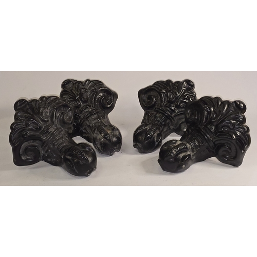 62 - A set of four vintage cast metal ball and claw feet originally belonging to a bathtub. Each 19cm tal... 