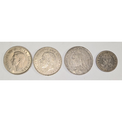 86 - Quantity of GB Silver and Half Silver coinage to include 1890 crown, 1935 Rocking Horse Crown etc.