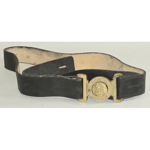 83 - Vintage British Military Boer War/First World War leather belt with brass buckle featuring inscripti... 
