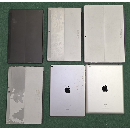 40 - A collection of handheld tablets to include Apple iPads and Microsoft. Six in all. No chargers. Offe... 