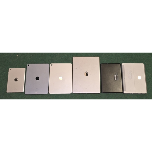 41 - A collection of handheld tablets to include Apple iPads, Huawei and Microsoft. Six in all. No charge... 