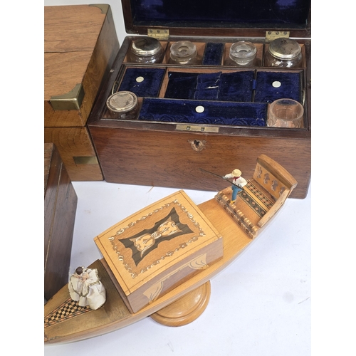 47 - Mixed items to include Victorian vanity/jewellery box, antique writing slope, smaller antique box an... 