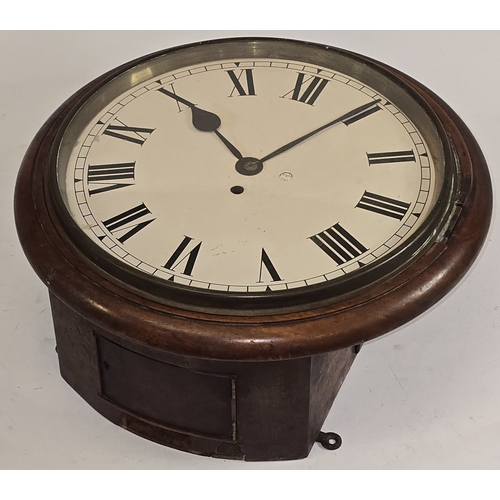48 - Antique 19th Century mahogany fusee wall clock. Includes pendulum but no key.