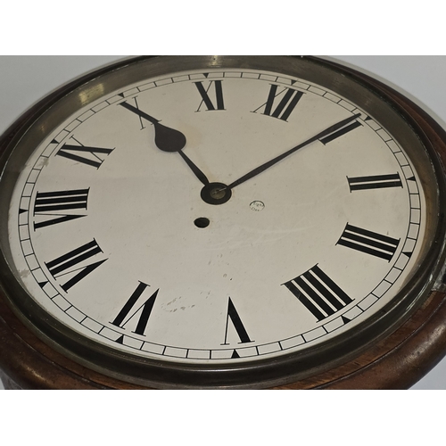 48 - Antique 19th Century mahogany fusee wall clock. Includes pendulum but no key.