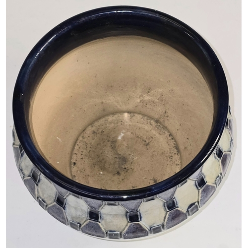 25 - A Royal Doulton 7935 Art Nouveau jardiniere. Features stylized geometric pattern with hues of cream,... 