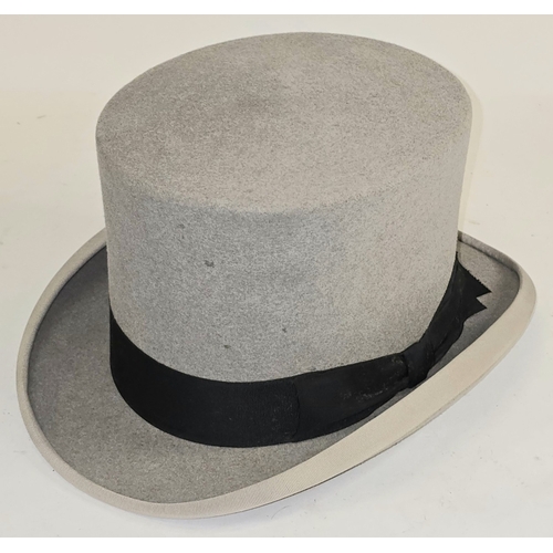 28 - A vintage gentleman's Dunn & Co. grey felt top hat size 800/634 c/w original (tatty) box.