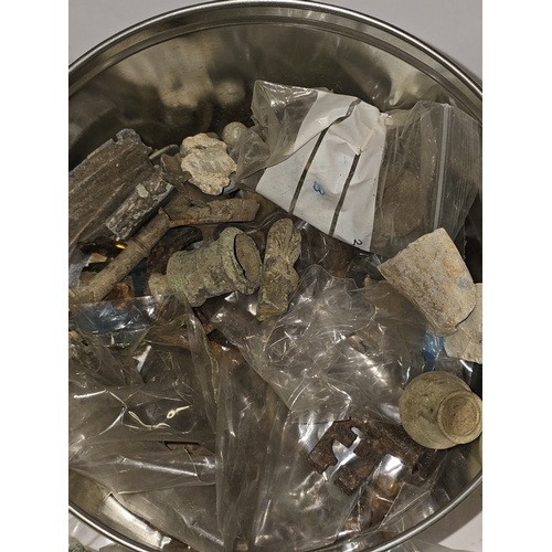 36 - A tin containing a large collection of salvage/metal detecting finds to include some coins. Good lot... 