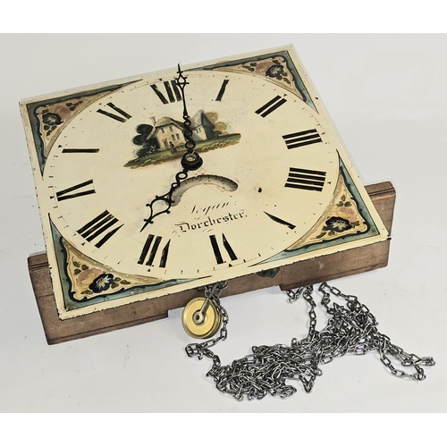 37 - Antique longcase clock hand painted dial and movement with local 