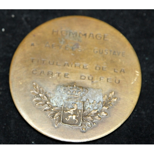 68 - WWI Belgian bronze Battle of Yser 'Carte du Feu' table medal. Issued to participants of the successf... 