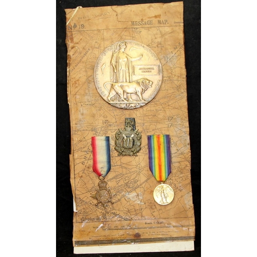 92 - WWI KIA Medal Pair (missing War Medal) and Death Plaque / Penny For Alexander Brown, Kings Own Scott... 