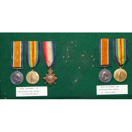 93 - Extremely poignant WWI medal groups. Young brothers KIA less than three weeks apart, Private FW Rich... 