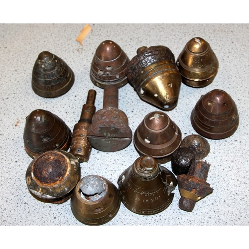 96 - A collection of deactivated WWI shell fuses, various makes and sizes.