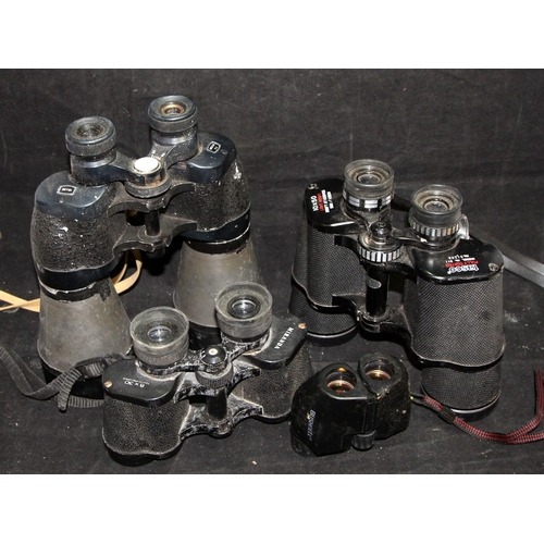 4 - Four pairs of binoculars including vintage US Pattern 10x60 field binoculars