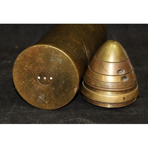 133 - Super quality WWI trench art Villar Perosa shell case, created in the Italian theatre of war and dat... 