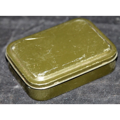 142 - WWII British Army Lee Enfield rifle cleaning kit tin c/w contents