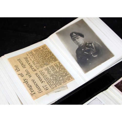 143 - Interesting WWI scrapbook containing newspaper cuttings featuring news stories, obituaries, medal ci... 
