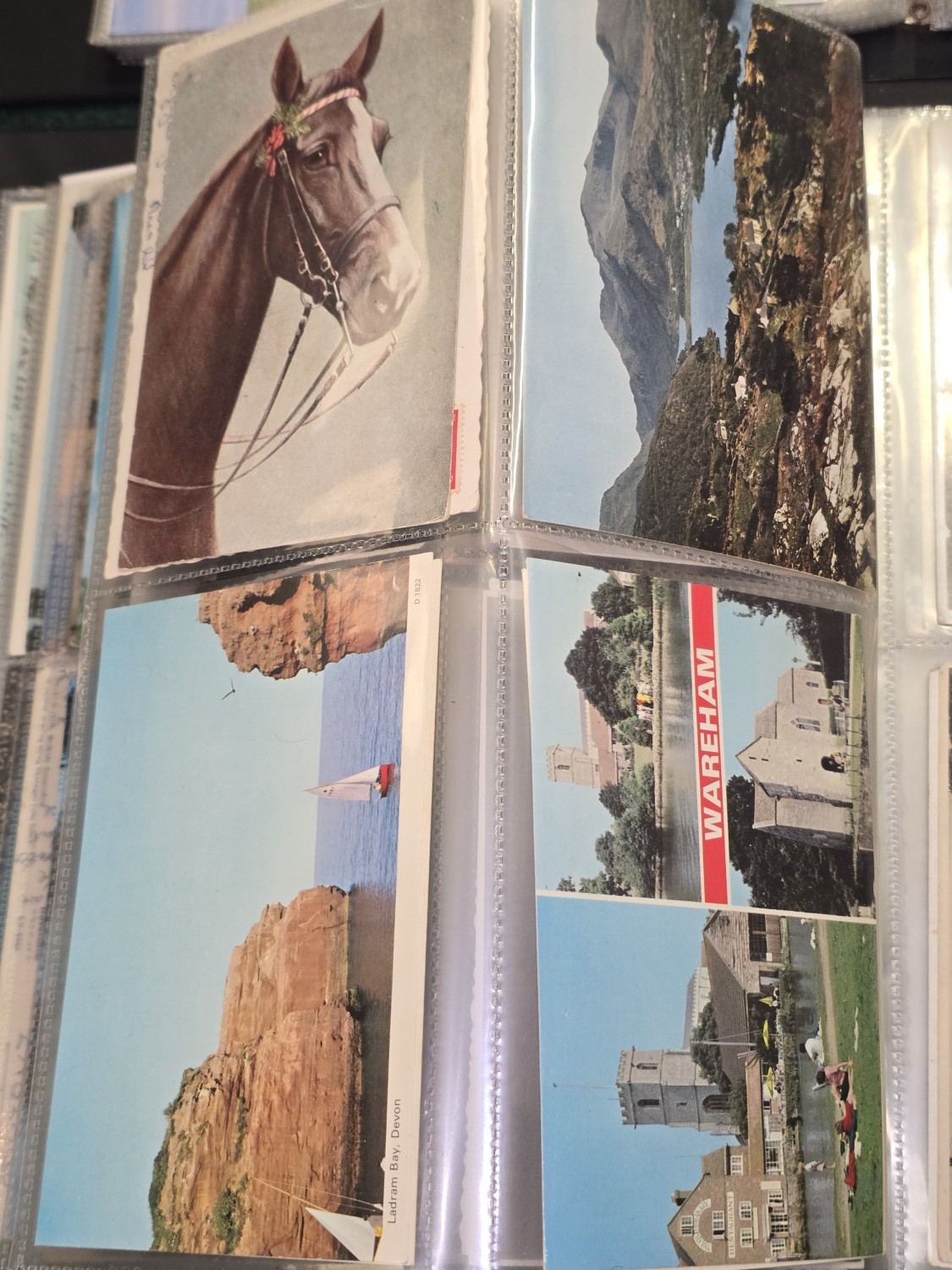 A very large collection of postcards in two albums and a box of loose ...