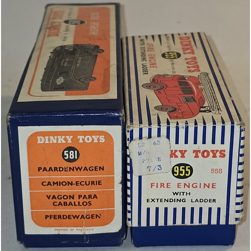 27 - Dinky Toys: 581 British Rail Horse Box together with 955 Fire Engine with Extending Ladder. Models i... 