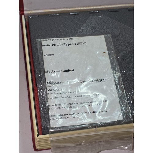 46 - A deactivated Chinese Type 64 7.65mm pistol in Chairman Mao lock book box. Comes with de activation ... 