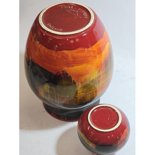 42 - Poole Pottery two modern Living Glaze vases the largest measuring 25cm tall.