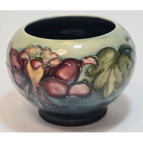 1 - A vintage Moorcroft Pottery Squat Bowl Vase in the Clematis Pattern. 9cm tall. In good condition thr... 